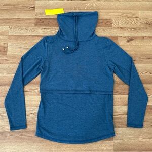 GINKANA Women’s Long Sleeves Maternity Feeding Top Blue Size S NWT